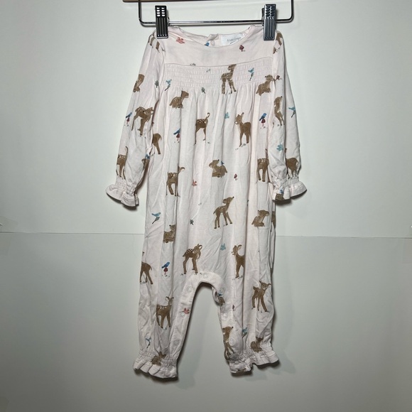 Angel Dear Smocked Romper - Pink Soft Deer 
Adorable Animal Print Baby Romper - Picture 1 of 6